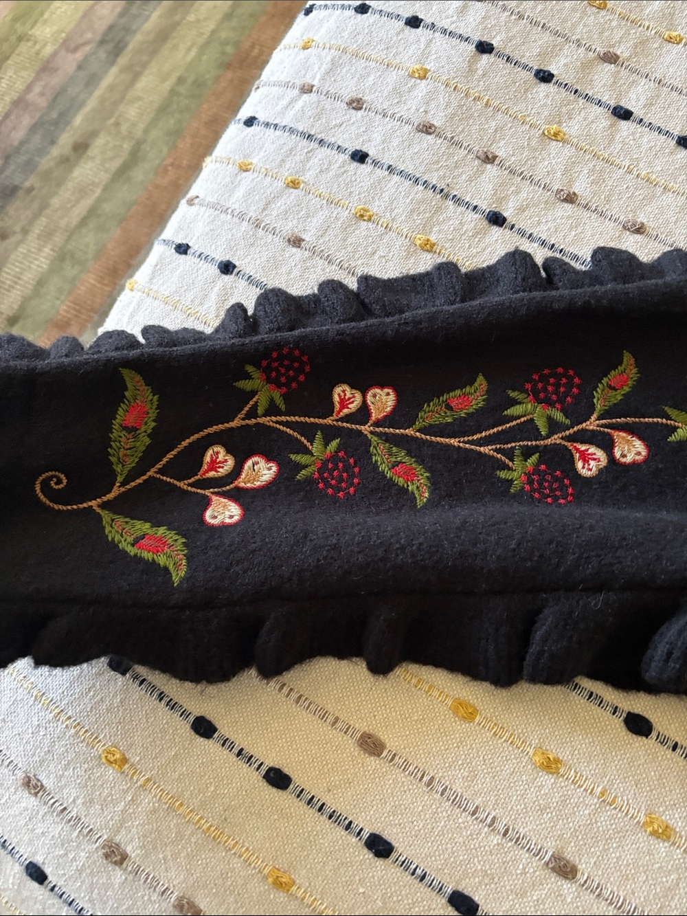 FARM Rio Black Cardigan with Red, Green and Cream Floral Embroidery - Picture 6 of 12